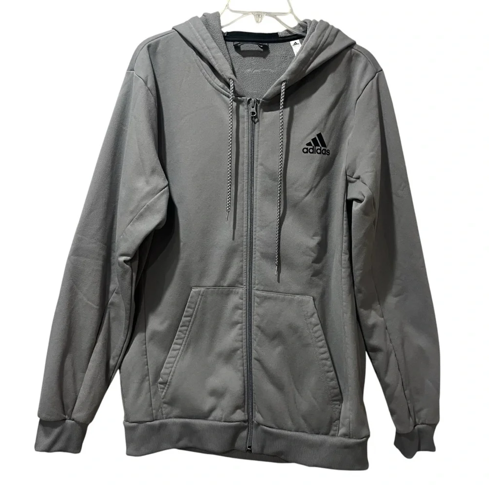 Adidas ClimaWarm Men’s Gray Full Zip Hoodie Jacket Size Large Basketball‎ Club